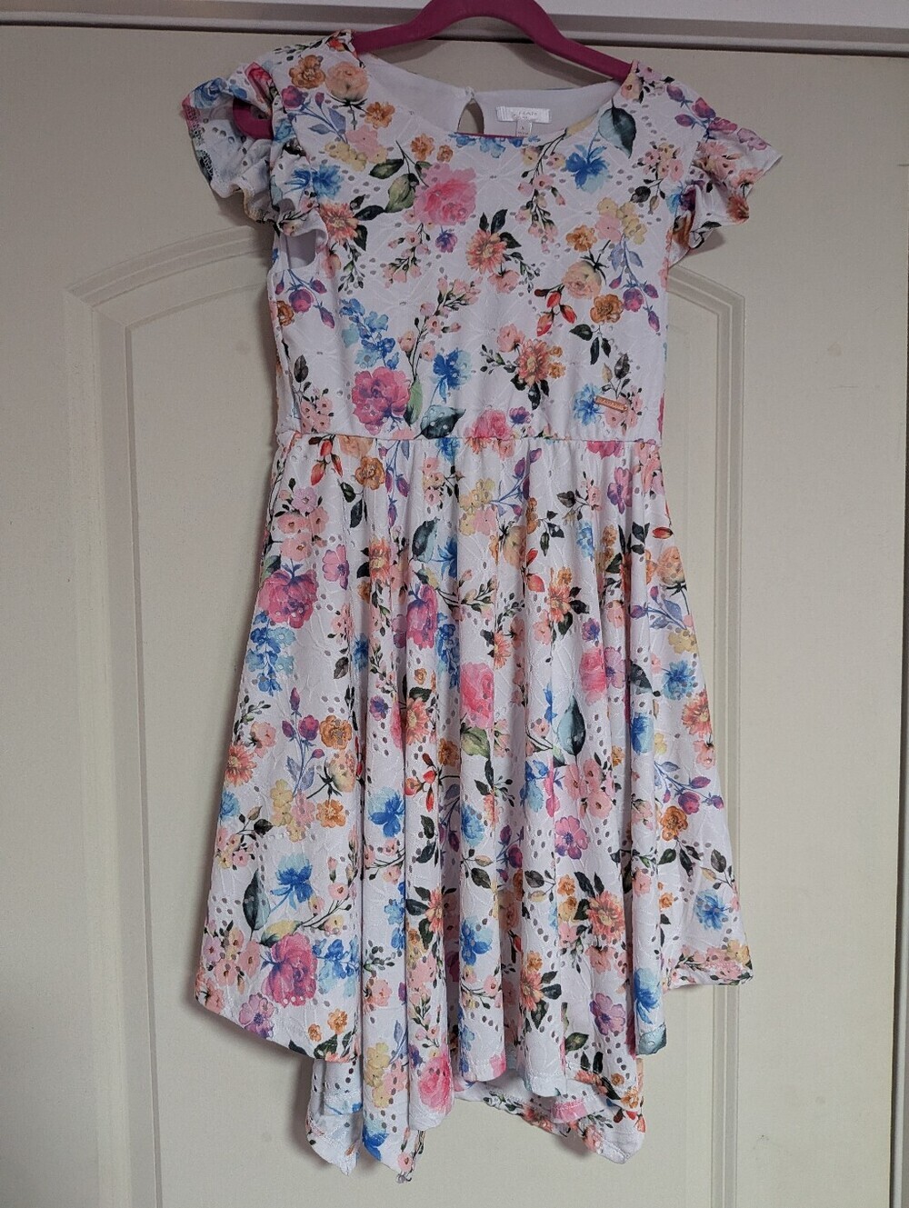 White Floral Eyelet Dress – Girls Size 8